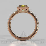 Princess Cut Fancy Light Yellow Diamond Halo Engagement Ring (0.5ct + 0.25ctw) - 14K Rose Gold