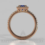 Princess Cut Blue Sapphire & Diamonds Halo Engagement Ring (0.5ct + 0.25ctw) - 14K Rose Gold