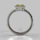 Princess Cut Fancy Light Yellow Diamond Halo Engagement Ring (0.5ct + 0.25ctw) - 14K White Gold