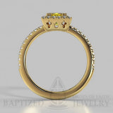Princess Cut Fancy Light Yellow Diamond Halo Engagement Ring (0.5ct + 0.25ctw) - 14K Yellow Gold