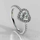 Heart Shape Natural Diamond Halo Engagement Ring (0.5ct + 0.25ctw) - 14K White Gold