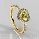 Heart Shape Fancy Light Yellow Diamond Halo Engagement Ring (0.5ct + 0.25ctw) - 14K Yellow Gold