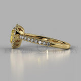 Heart Shape Fancy Light Yellow Diamond Halo Engagement Ring (0.5ct + 0.25ctw) - 14K Yellow Gold