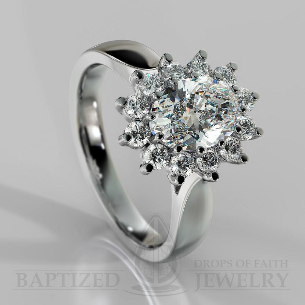 Oval Cut Cubic Zirconia Sterling Silver Silver Ring (1.0 Ct + 0.5 Ctw) - Sterling Silver 925