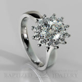 Oval Cut Cubic Zirconia Sterling Silver Silver Ring (1.0 Ct + 0.5 Ctw) - Sterling Silver 925
