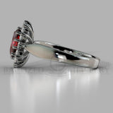 Oval Cut Ruby & Cubic Zirconia Sterling Silver Silver Ring (1.0 Ct + 0.5 Ctw) - Sterling Silver 925