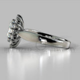 Oval Cut Cubic Zirconia Sterling Silver Silver Ring (1.0 Ct + 0.5 Ctw) - Sterling Silver 925