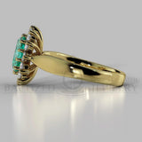 Oval Cut Emerald & Diamonds  Engagement Ring (0.5ct + 0.36ctw) - 14K Yellow Gold
