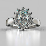 Oval Cut Cubic Zirconia Sterling Silver Silver Ring (1.0 Ct + 0.5 Ctw) - Sterling Silver 925