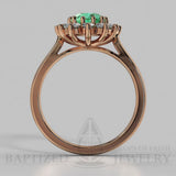 Oval Cut Emerald & Diamonds  Engagement Ring (0.5ct + 0.36ctw) - 14K Rose Gold