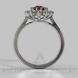 Oval Cut Ruby & Cubic Zirconia Sterling Silver Silver Ring (1.0 Ct + 0.5 Ctw) - Sterling Silver 925
