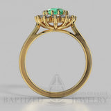 Oval Cut Emerald & Diamonds  Engagement Ring (0.5ct + 0.36ctw) - 14K Yellow Gold