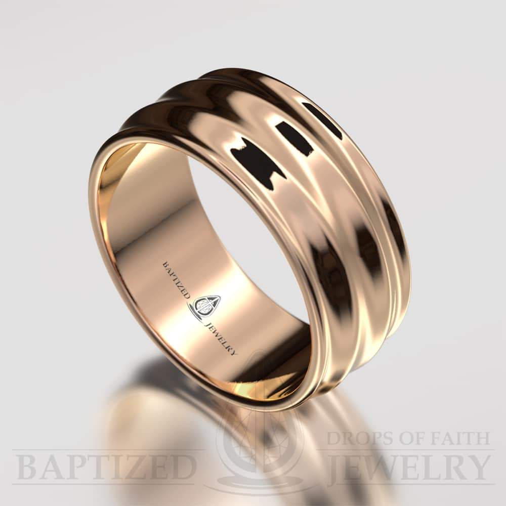 "Joseph" 14K Gold Waves Wedding Ring - 14K Rose Gold