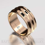 "Joseph" 14K Gold Waves Wedding Ring - 14K Rose Gold