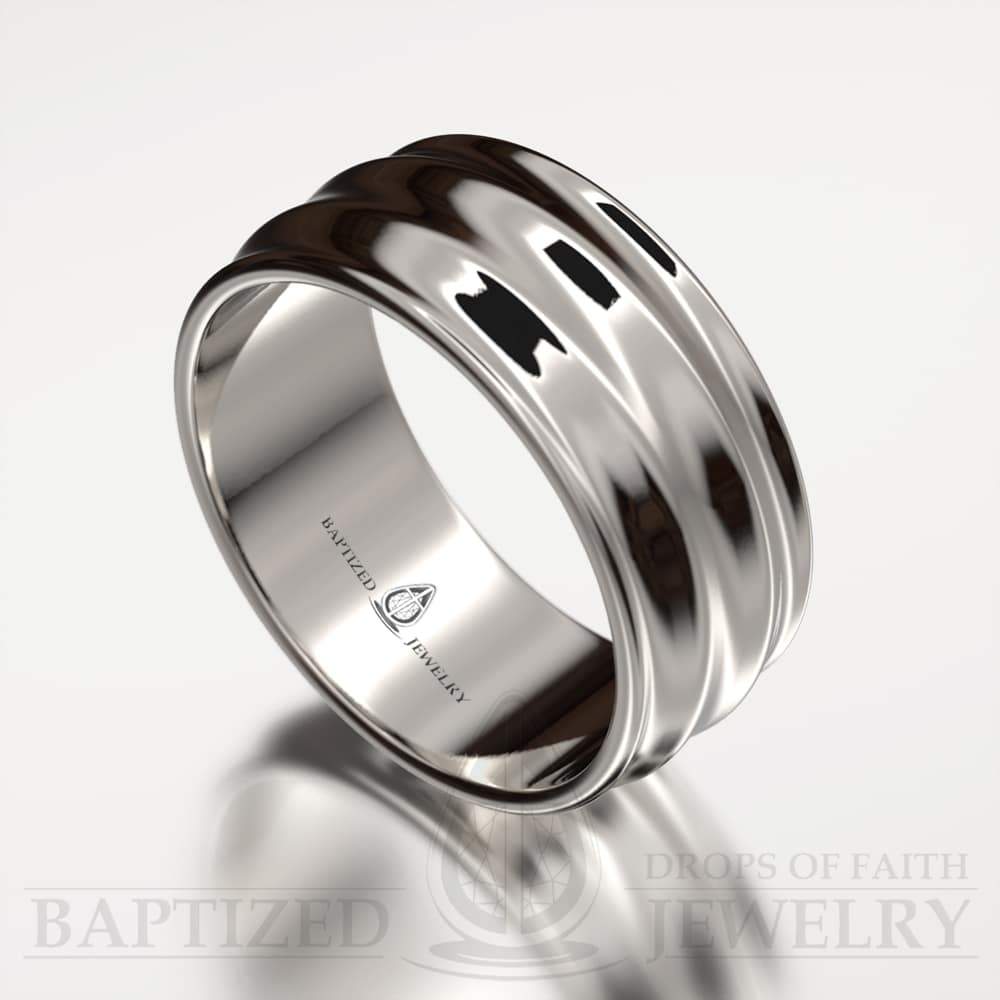 "Joseph" 14K Gold Waves Wedding Ring - 14K White Gold