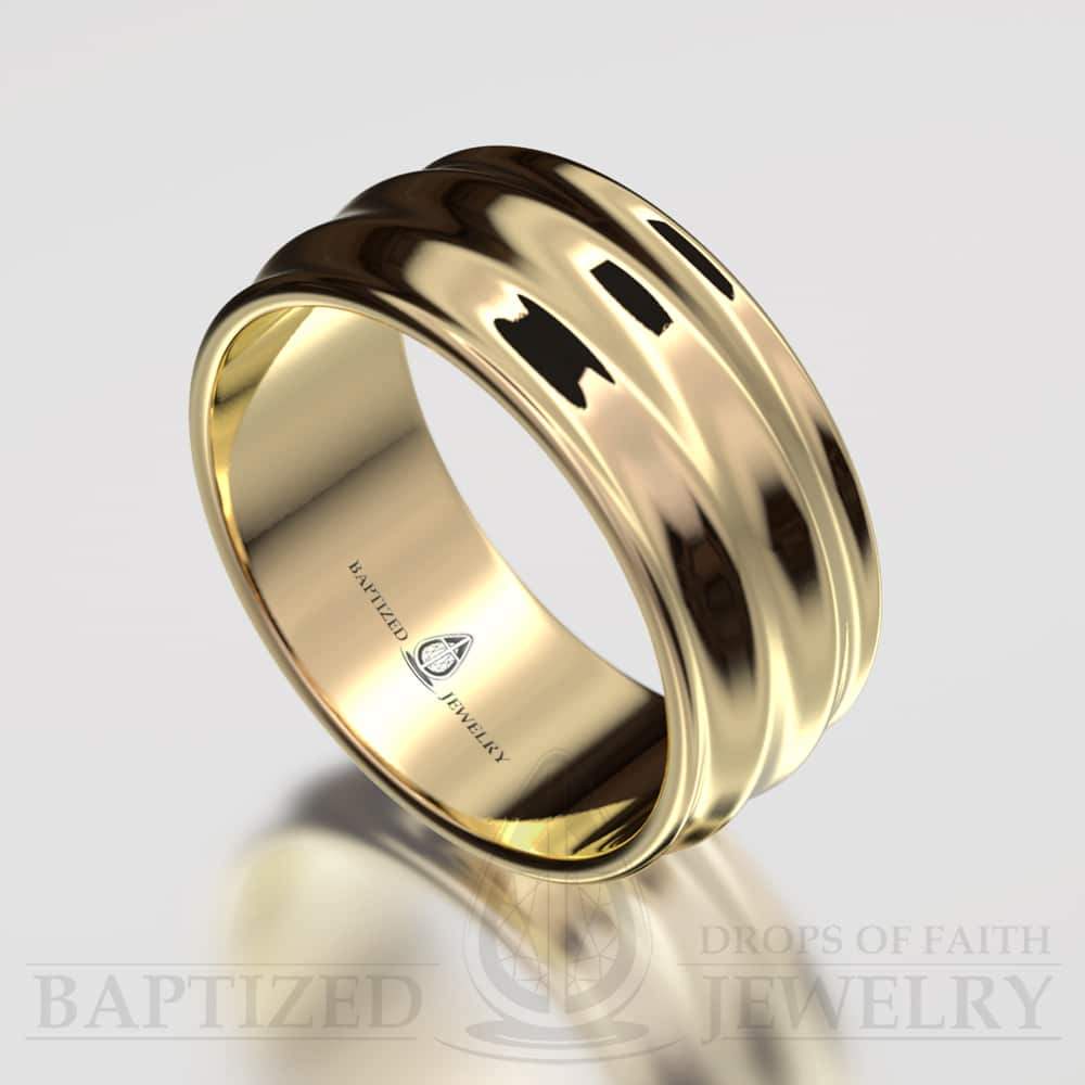 "Joseph" 14K Gold Waves Wedding Ring - 14K Yellow Gold