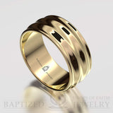 "Joseph" 14K Gold Waves Wedding Ring - 14K Yellow Gold