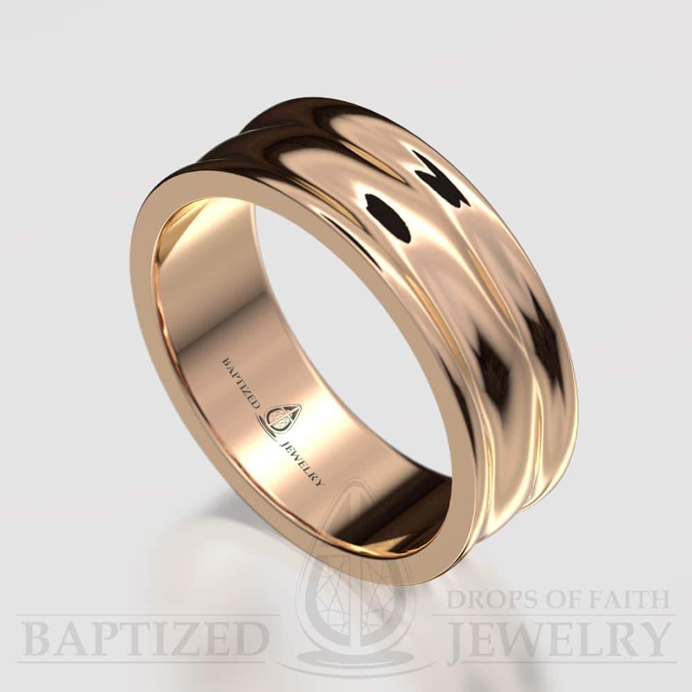 "Mary" 14K Gold Waves Wedding Ring - 14K Rose Gold