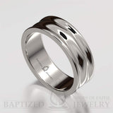 "Mary" 14K Gold Waves Wedding Ring - 14K White Gold