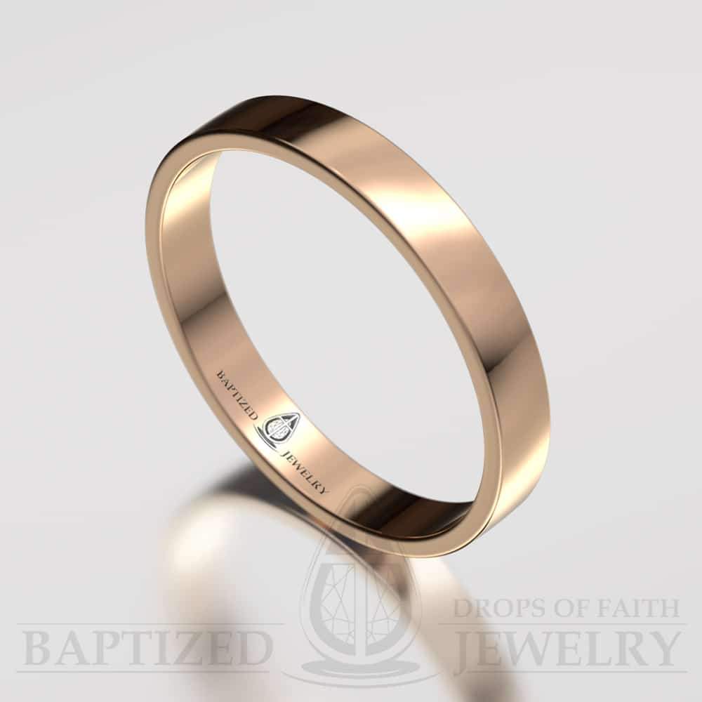 "Mary" 14K Gold Narrow Wedding Ring - 14K Rose Gold