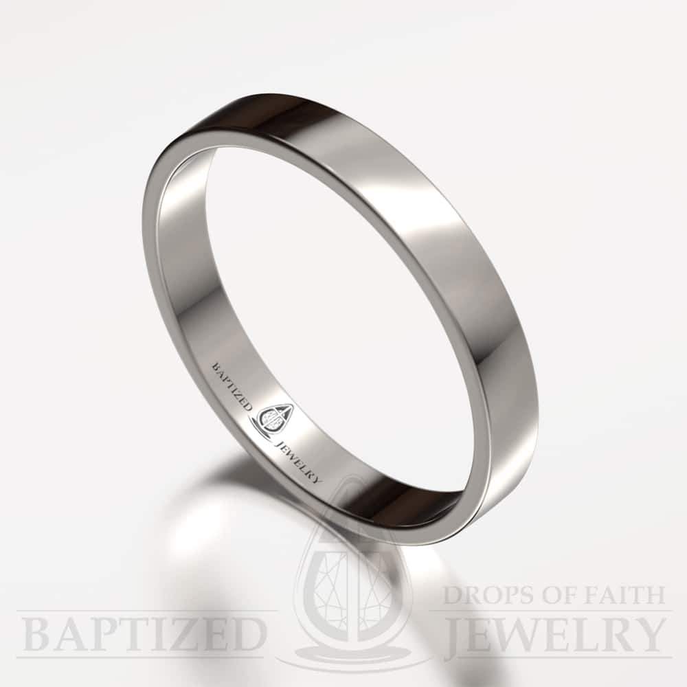 "Mary" 14K Gold Narrow Wedding Ring - 14K White Gold
