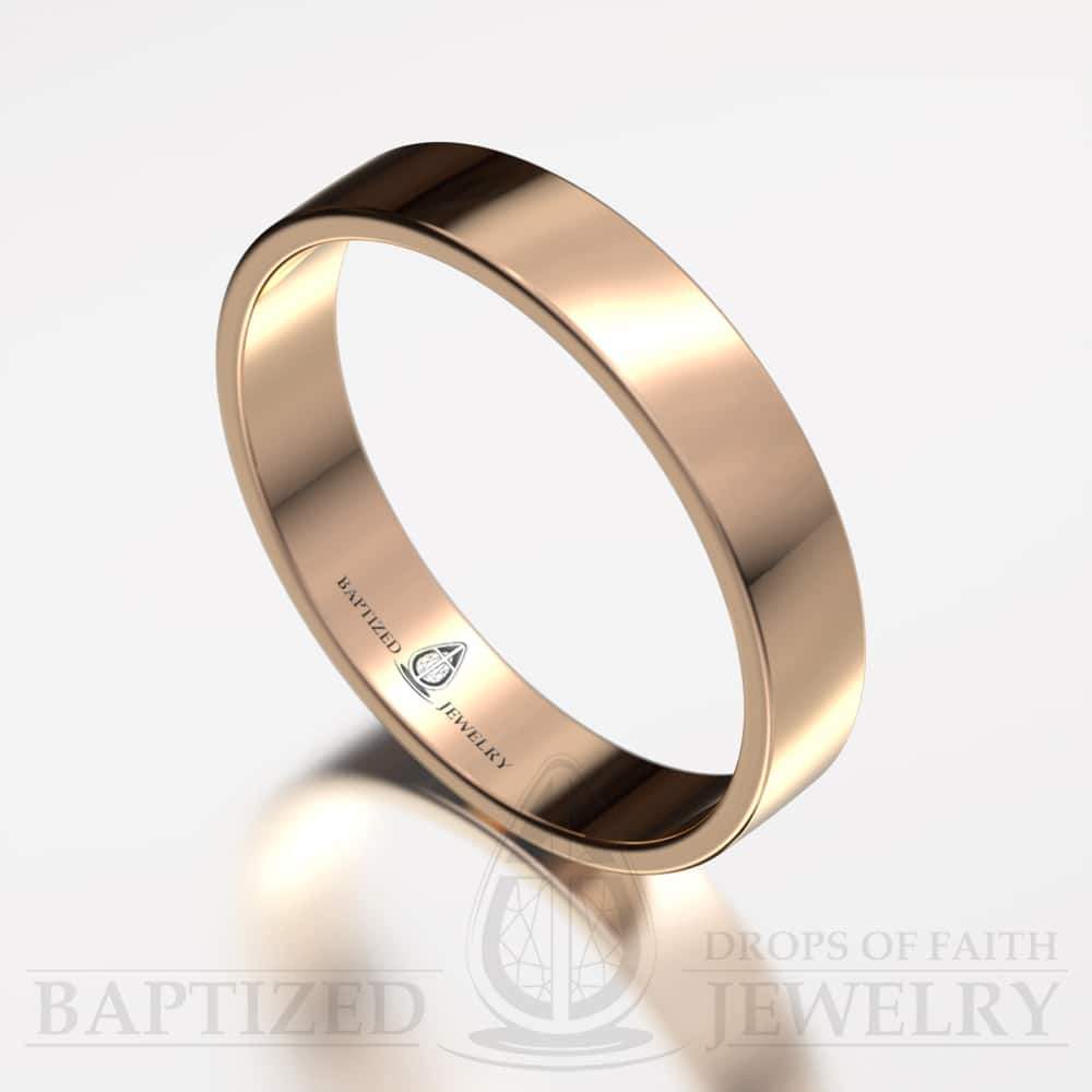 "Joseph" 14K Gold Flat Wedding Ring - 14K Rose Gold