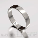 "Joseph" 14K Gold Flat Wedding Ring - 14K White Gold