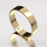 "Mary" 14K Gold Wide Wedding Ring - 14K Yellow Gold