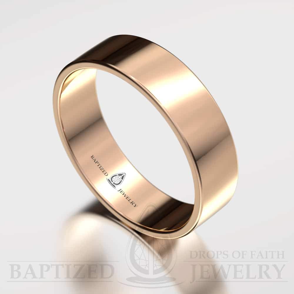 "Joseph" 14K Gold Wide Wedding Ring - 14K Rose Gold