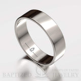 "Joseph" 14K Gold Wide Wedding Ring - 14K White Gold