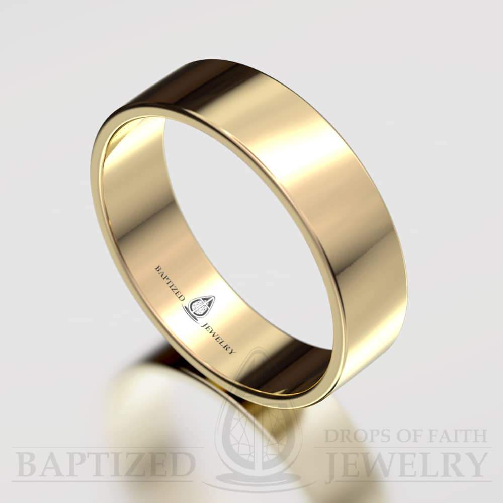 "Joseph" 14K Gold Wide Wedding Ring - 14K Yellow Gold