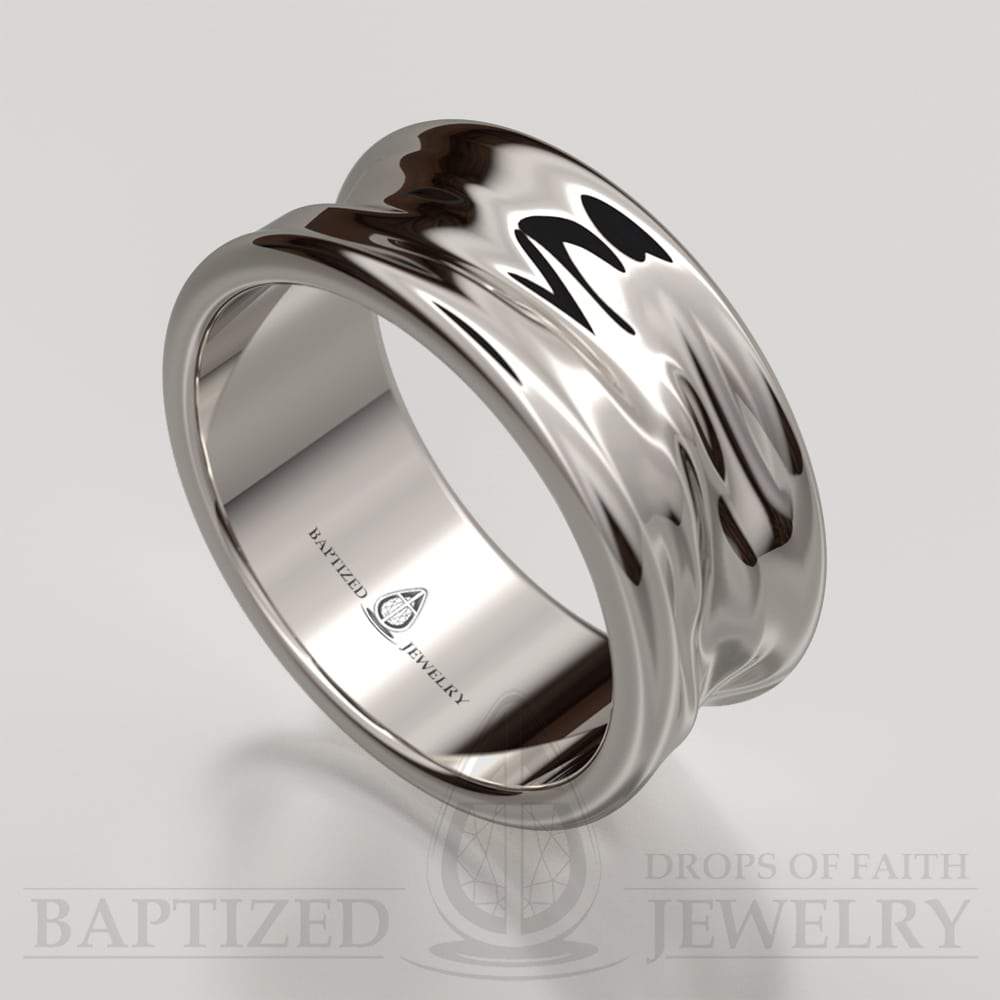 14K Gold "Liquid" Wedding Ring - 14K White Gold