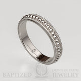 14K Gold Beads Wedding Ring - 14K White Gold