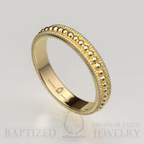 14K Gold Beads Wedding Ring - 14K Yellow Gold
