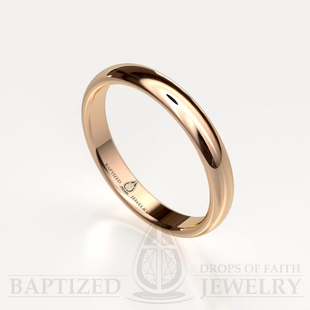 "Mary" 14K Gold Traditional Wedding Ring - 14K Rose Gold
