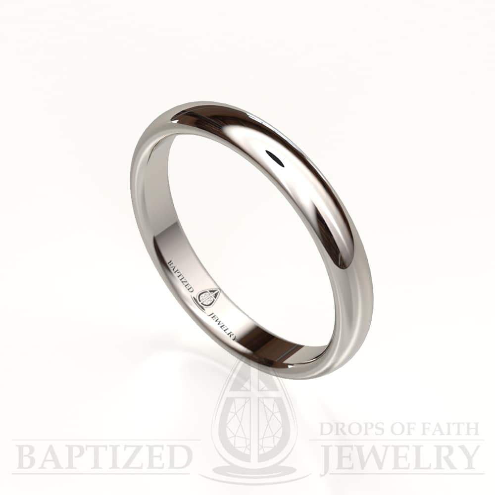 "Mary" 14K Gold Traditional Wedding Ring - 14K White Gold