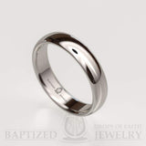"Joseph" 14K Gold Traditional Wedding Ring - 14K White Gold