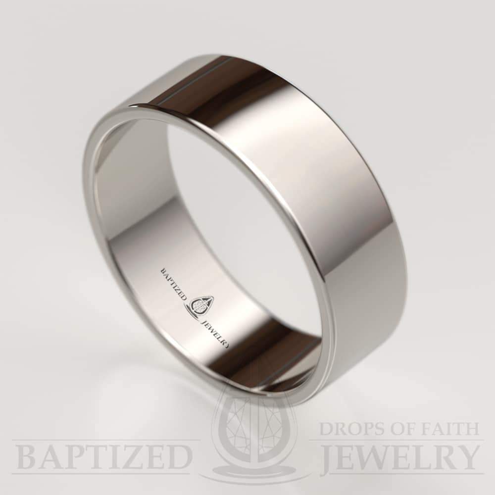 14K Gold Classic Wide Wedding Ring - 14K White Gold
