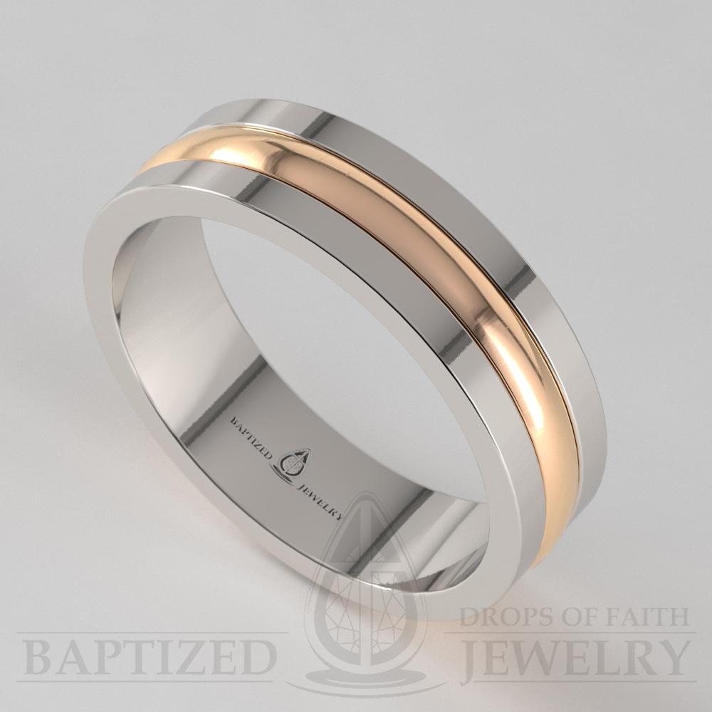 14K Gold Two-Metal Wedding Ring - 14K White & Rose Gold